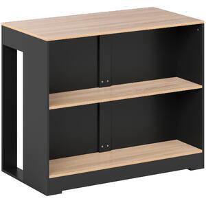 HOMCOM Bar Insulă de Bucătărie cu 3 Rafturi pentru Sufragerie, 113x60x90 cm, Negru și Lemn | Aosom Romania
