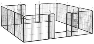 PawHut Gard pentru Câini, Incintă Modulară pentru Câini din 8 Secții pentru Interior și Exterior, 80x100 cm, Negru | Aosom Romania