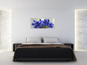 Tablou buchet cu flori albastre (120x50 cm)