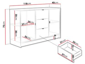 Comodă Rozoma 2D3SZ (Negru molet + auriu) . 1103672