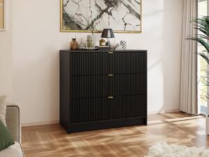 Z0ND0 Comodă Rozoma 3SZ (Negru molet + auriu) . 1103674