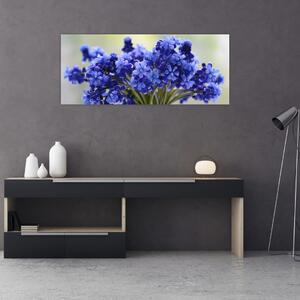 Tablou buchet cu flori albastre (120x50 cm)