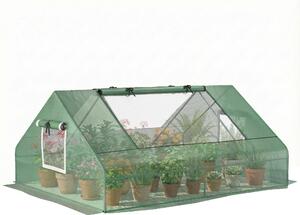 Outsunny Seră de Grădină din Oțel cu Înveliș din PE, Uși Rulante și Ferestre pentru Cultivare, 180x140x80 cm, Verde | Aosom Romania