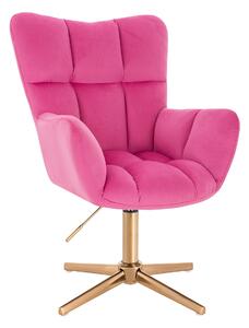HR650CROSS Scaun Roz Catifea cu Bază Aurie