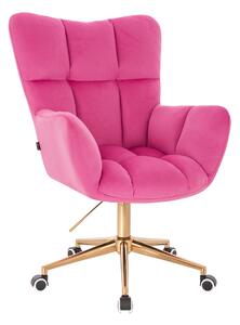 HR650K Scaun Roz Catifea cu Bază Aurie