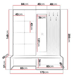 Mobilier hol Anrolat I (Stejar artisan + Negru + maro) (cu oglindă). 1104704