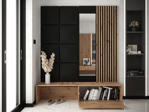 Mobilier hol Anrolat I (Stejar artisan + Negru + maro) (cu oglindă). 1104704