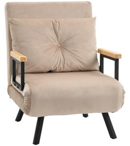 HOMCOM Canapea Extensibilă cu Spătar Reglabil pe 5 Nivele, Canapea Pat Individuală Pliabilă cu Perne, 63x73x81 cm, Negru | Aosom Romania