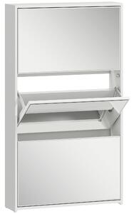 HOMCOM Dulap de Pantofi cu Oglindă și 3 Sertare Rabatabile 65x17x114.5 cm Alb | Aosom Romania