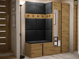 Z0ND0 Mobilier hol Tovenaz XII (Stejar artisan + Negru) (cu oglindă). 1104819