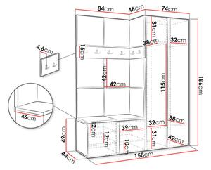 Mobilier hol Tovenaz XII (Alb + albastru) (cu oglindă). 1104805
