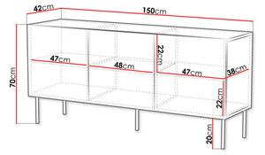 Dulap Azanat 150 3D (Nuc warmia + Negru) . 1105914