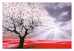 Tablou cu pomul roșu (90x60 cm)