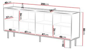 Dulap Grotzi 200 4D (Alb + Negru) . 1105923