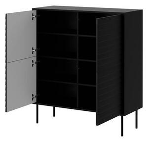 Set mobilier living Hermano I (Negru + Nuc warnia) . 1105956
