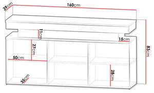 Dulap Lesteralo 3D 160 (Negru + lucios negru) (cu iluminat LED). 1105937