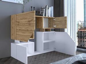 Set mobilier living Bokas II (Alb + Stejar wotan) . 1105945