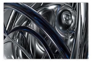 Tabloul cu abstracție gri cu albastru (90x60 cm)