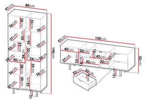 Set mobilier living Newelon III (Negru + auriu) . 1105968