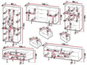Set mobilier living Newelon I (Negru + auriu) . 1105964