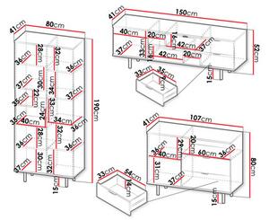 Set mobilier living Newelon II (Cașmir + auriu) . 1105965