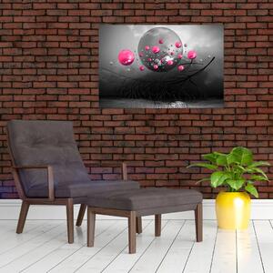 Tabloul cu bile abstracte roz (90x60 cm)