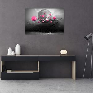 Tabloul cu bile abstracte roz (90x60 cm)