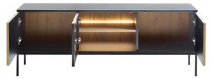 Dulap TV Dernas RTV154 (Negru grafit + Stejar wotan) (cu iluminat LED galben). 1106215