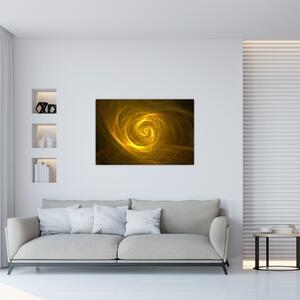 Tabloul cu spirala abstractă în galben (90x60 cm)