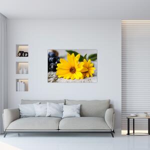 Tablou cu floare galbenă (90x60 cm)