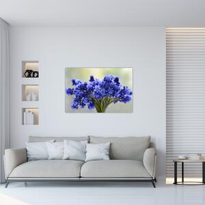 Tablou buchet cu flori albastre (90x60 cm)