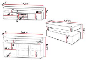 Set mobilier living Lesteralo I (Negru + lucios negru) (cu iluminat LED). 1105960