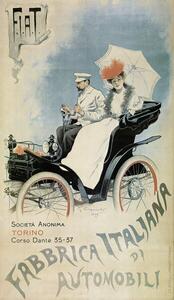 Fotografie Poster advertising an early 'FIAT' car, 1899, Carpanetto, Giovanni Battista
