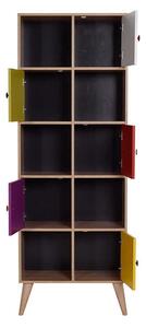 Biblioteca Adore Rainbow, 10 rafturi, Multicolor - Sonoma, 67x185x30 Cm