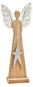 Inger din lemn ANGEL SILVER 26 cm natural