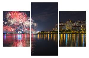 Tablou cu artificii in Singapur (90x60 cm)