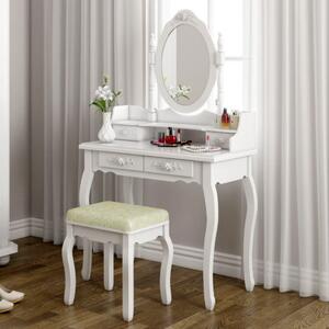 Masă de toaletă de calitate cu oglindă rotativă și scaun