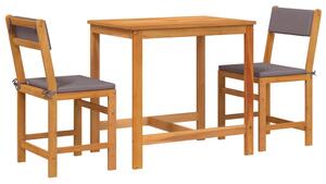 Set mobilier de balcon cu perne, 3 piese, lemn masiv acacia