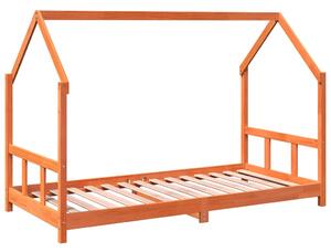 Cadru pat de copii, maro ceruit, 90x190 cm, lemn masiv de pin