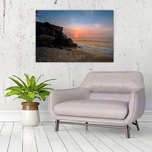 Tablou apusului de soare pe plajă (90x60 cm)