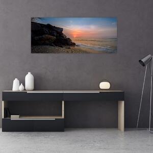 Tablou apusului de soare pe plajă (120x50 cm)