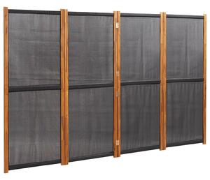 Paravan de cameră cu 4 panouri, negru, 280x180 cm