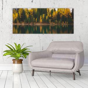 Tablou cu lac de pădure (120x50 cm)