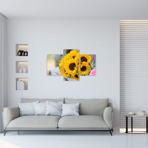 Tablou cu buchetul miresii de floarea soarelui (90x60 cm)