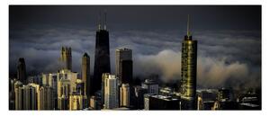 Tablou cu oraș în nori (120x50 cm)