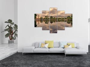 Tablou cu lac și copaci (150x105 cm)