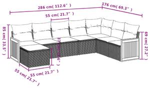 Set canapele de grădină cu perne, 8 piese, gri, poliratan