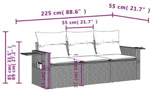 Set canapele de grădină, 3 piese, cu perne, bej, poliratan