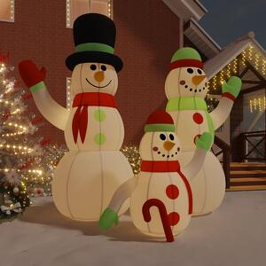 Familie de oameni de zăpadă gonflabili cu LED-uri, 240 cm