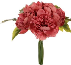 Buchet de bujor artificial, 9 flori, 20 x 28 x 20 cm, roz deschis